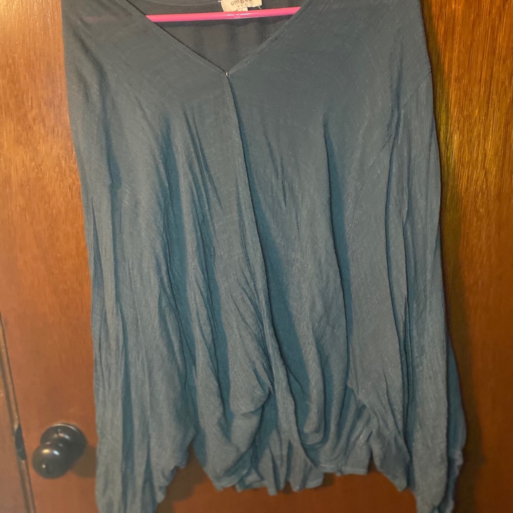 Floral cardigan with a blue long sleeve shirt